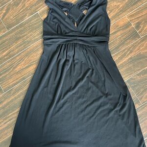 Little Black Sleeveless Dress V-Neck light and airy fit n flare size large